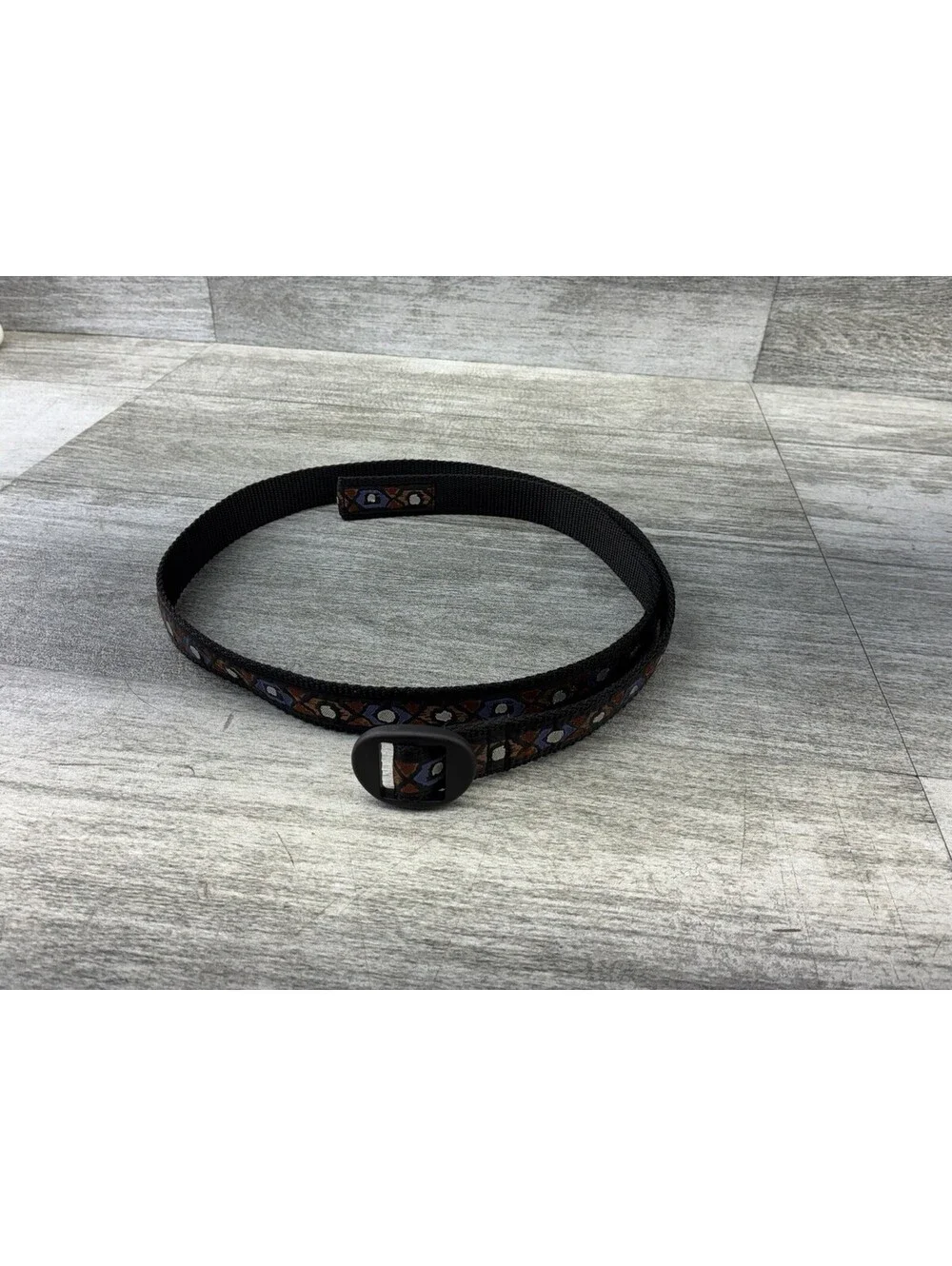 VTG Silverfoot Webbing Belt Southwestern Aztec Diamond Pattern Black Gorpcore